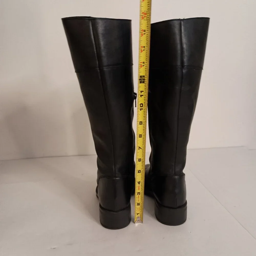Frau Black Leather Knee High Boots Womens Size 8 - Picture 13 of 16